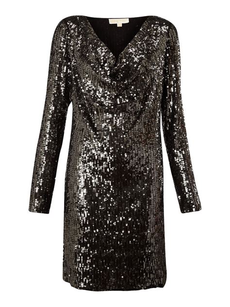 michael kors silver sequin 80's dress|Sequined Georgette Ruffled Dress .